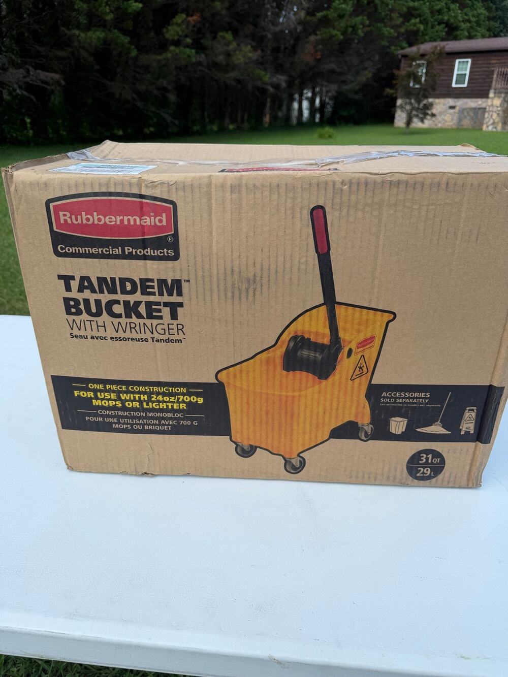 Rubbermaid Commercial Tandem Mop Bucket and Wringer Combo 31 qt Yellow Casters